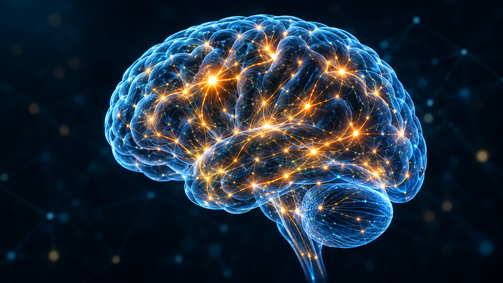 Representação da neuroplasticidade e formação de hábitos no cérebro.